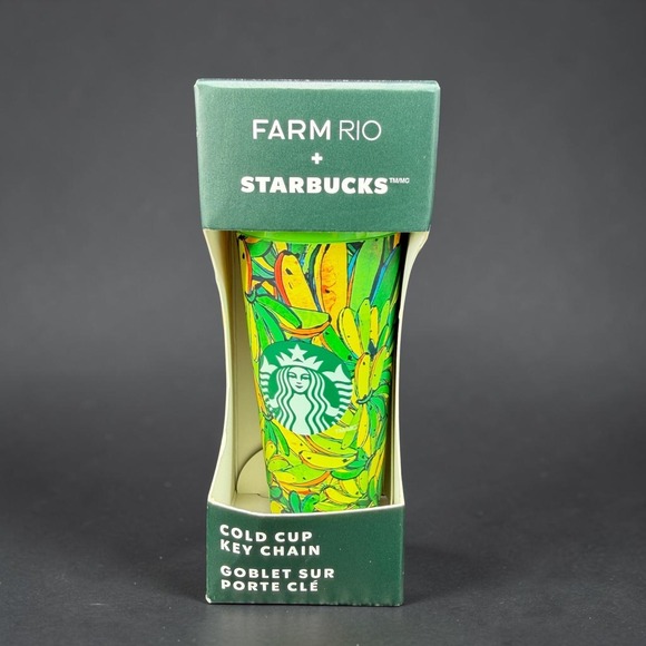 Starbucks x Farm Rio Other - Farm Rio Starbucks Cold Cup Keychain Tropical Banana Print Green Yellow Sealed